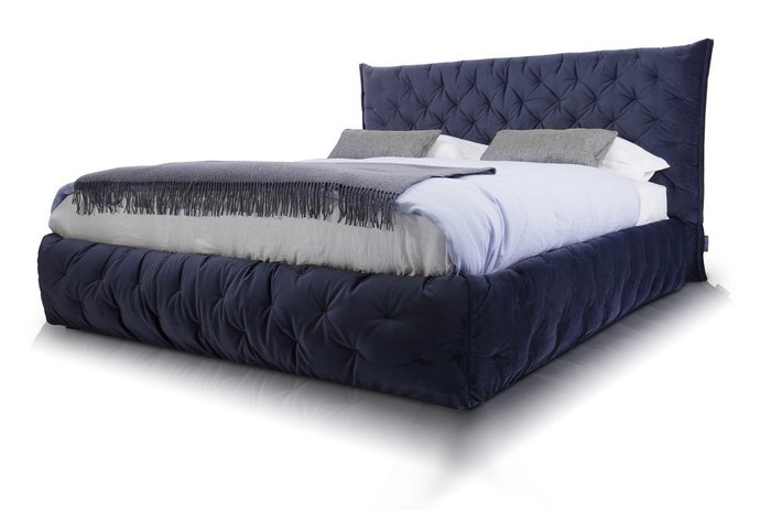 Кровать Club 160х200 темно-синего цвета с ортопедической решеткой - лучшие Кровати для спальни в INMYROOM