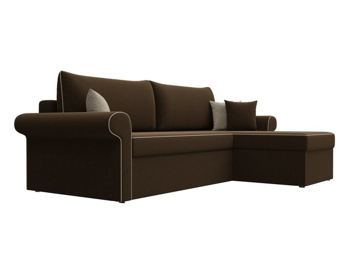 Угловой диван-кровать Милфорд темно-коричневого цвета правый угол - лучшие Угловые диваны в INMYROOM