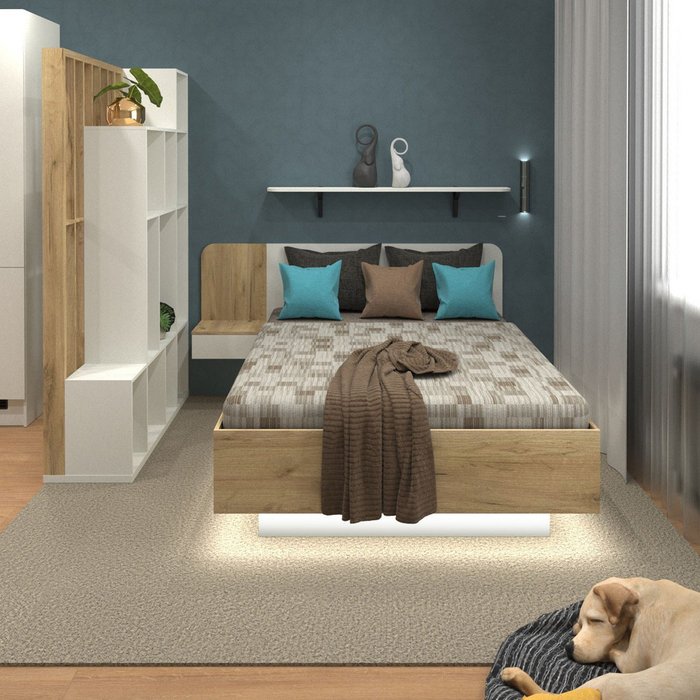 Кровать Астра 140х200 бежевого цвета с подъемным механизмом и одним ящиком  - лучшие Кровати для спальни в INMYROOM