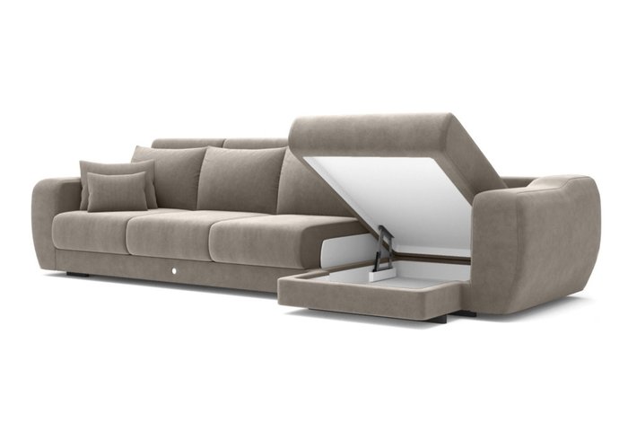 Угловой диван-кровать серо-бежевого цвета - купить Угловые диваны по цене 325000.0
