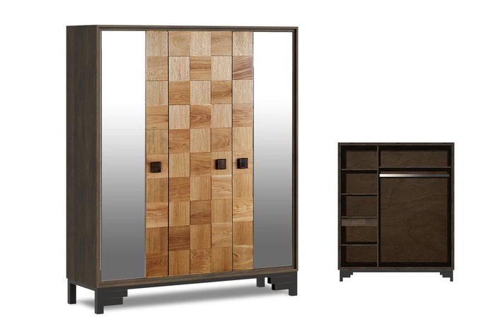 Шкаф для одежды трехдверный Cube Design коричневого цвета - купить Шкафы распашные по цене 242544.0 Шкаф для одежды трехдверный Cube Design коричневого цвета - купить Шкафы распашные по цене 242544.0