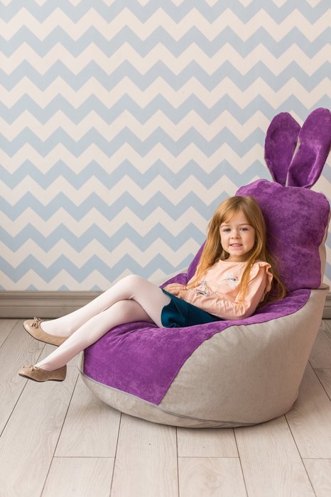 Кресло-мешок Зайчик серо-фиолетового цвета - купить Бескаркасная мебель по цене 5999.0