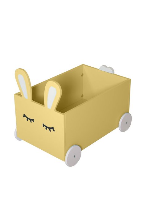 Ящик для игрушек Sleepy Bunny на колёсах горчичного цвета
