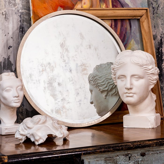 Настенное зеркало Вестон в раме серебряного цвета - лучшие Настенные зеркала в INMYROOM
