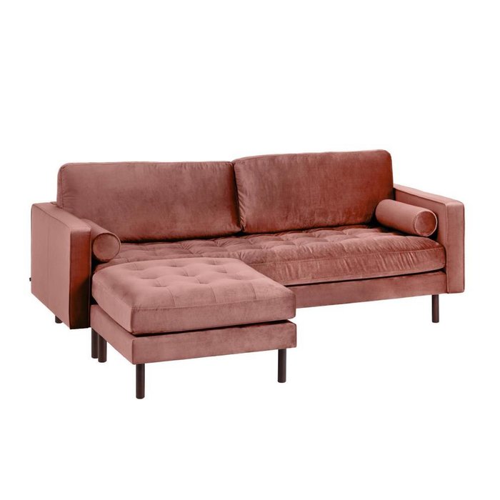 Прямой диван Bogart Pink velvet с пуфом - купить Прямые диваны по цене 180990.0