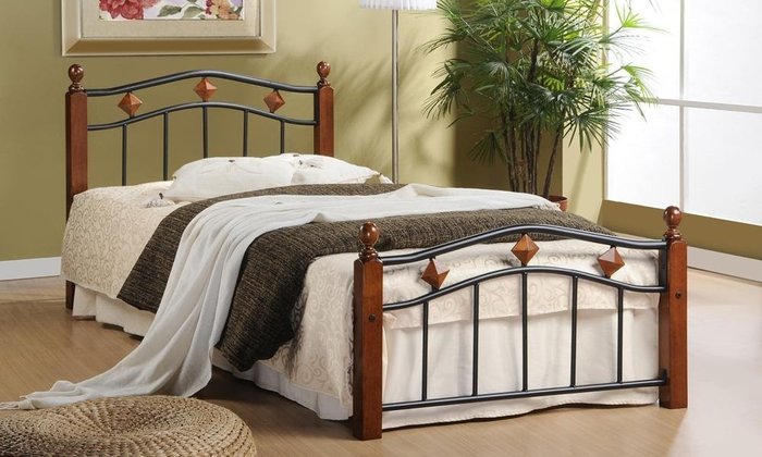 Кровать Single 90х200 коричнево-черного цвета - купить Кровати для спальни по цене 15120.0