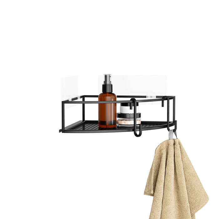 Набор из двух угловых полок Cubiko черного цвета - лучшие Полки для ванной в INMYROOM
