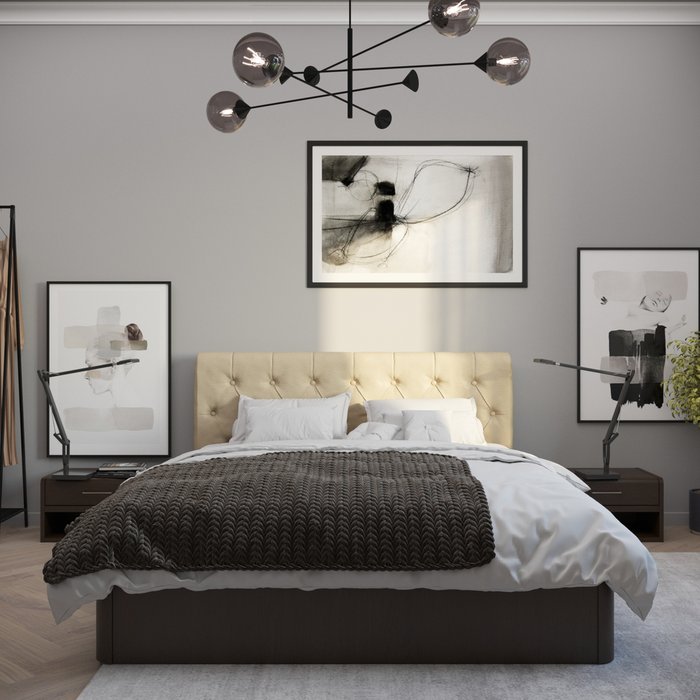 Кровать Сиена 140х200 с бежевым изголовьем и подъемным механизмом - купить Кровати для спальни по цене 40289.0