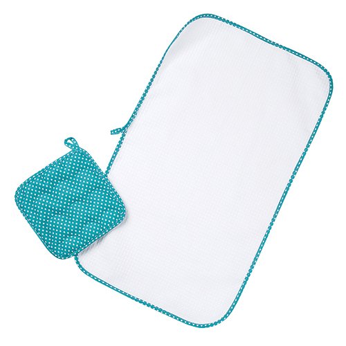 Набор для кухни 2 предмета (полотенце 35х60 с окантовкой, прихватка 18х18), 100% хлопок, 'Горошек (изумруд)'