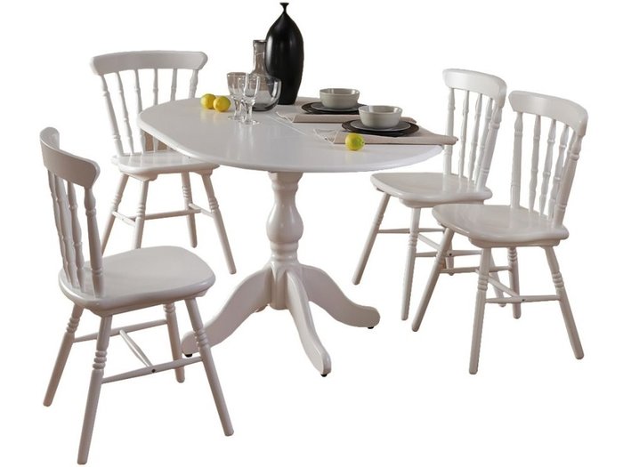 Обеденная группа из стола и четырех стульев белого цвета - купить Обеденные группы по цене 60047.0
