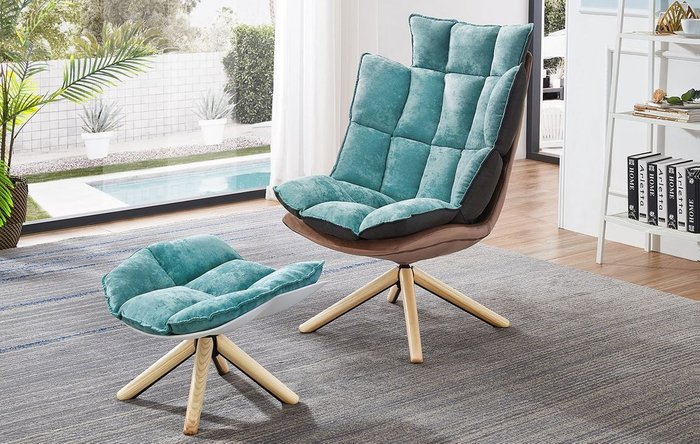 Кресло Husk бирюзового цвета - купить Интерьерные кресла по цене 59998.0