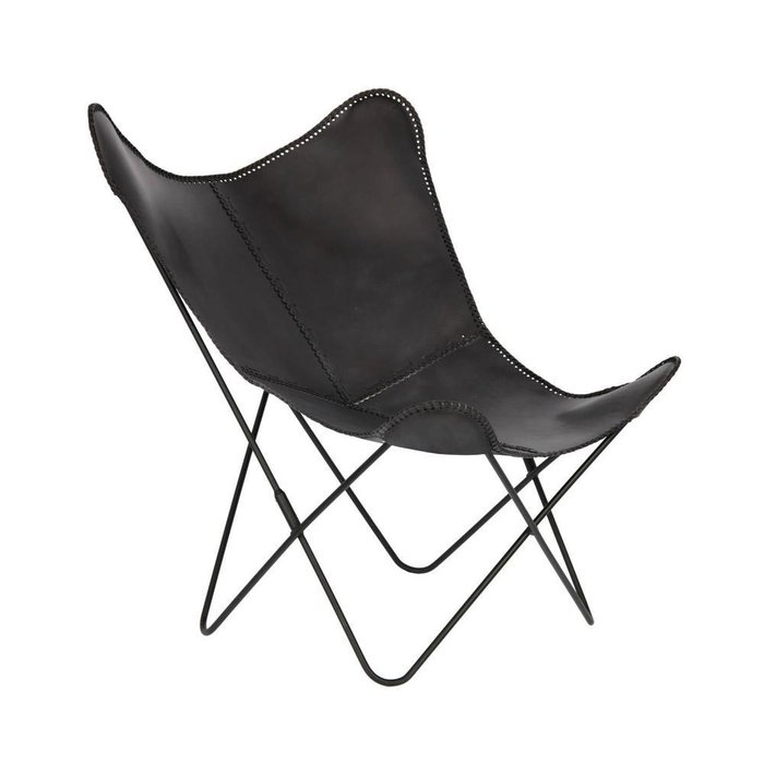 Стул-кресло Flynn Black leather chair черного цвета