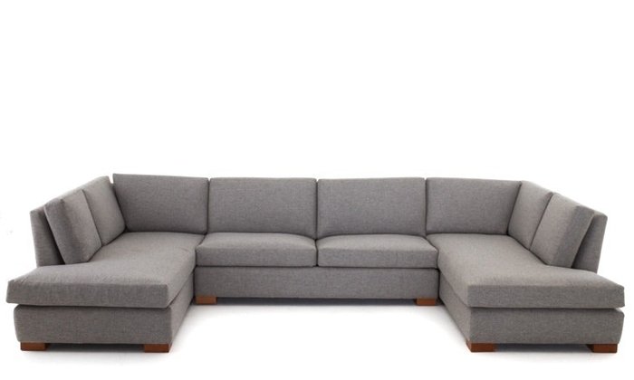 Модульный большой п-образный диван серого цвета
