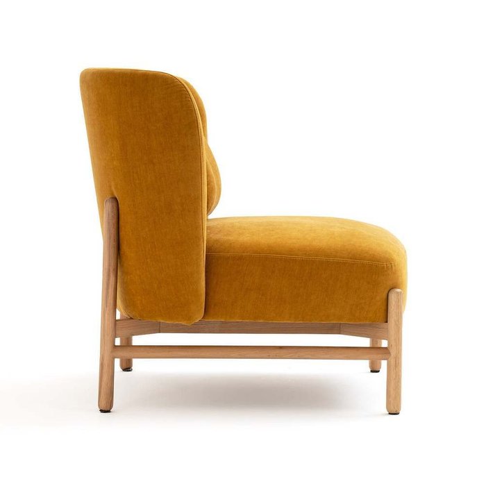 Кресло из дуба и велюра Pyla желтого цвета - лучшие Интерьерные кресла в INMYROOM