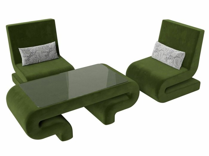 Набор мягкой мебели Волна 3 зеленого цвета - лучшие Комплекты мягкой мебели в INMYROOM