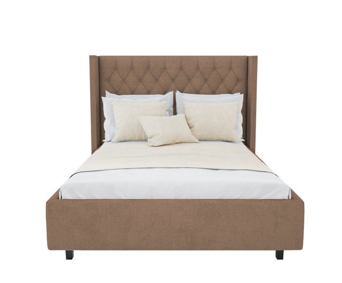 Кровать Wing-2 Велюр Серо-коричневый 180x200 - лучшие Кровати для спальни в INMYROOM