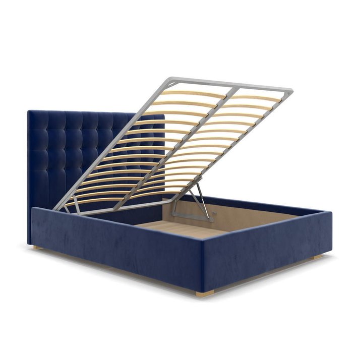  Кровать Finlay с подъемным механизмом синяя 160х200 - лучшие Кровати для спальни в INMYROOM