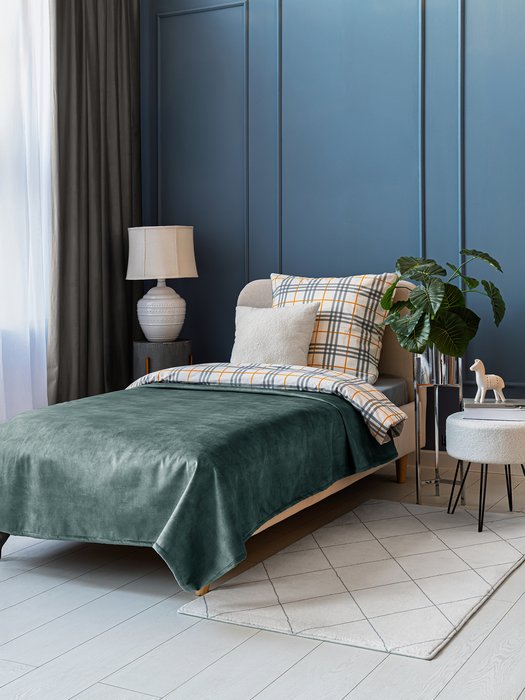 Покрывало Mono Greta 135x230 бирюзового цвета - лучшие Покрывала в INMYROOM