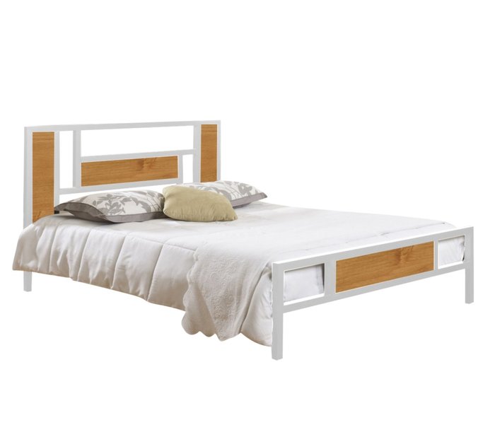 Кровать Бристоль 120х200 бело-коричневого цвета - купить Кровати для спальни по цене 26990.0