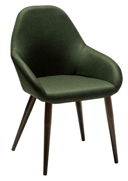 Стул-кресло Kent зеленого цвета на коричневых ножках