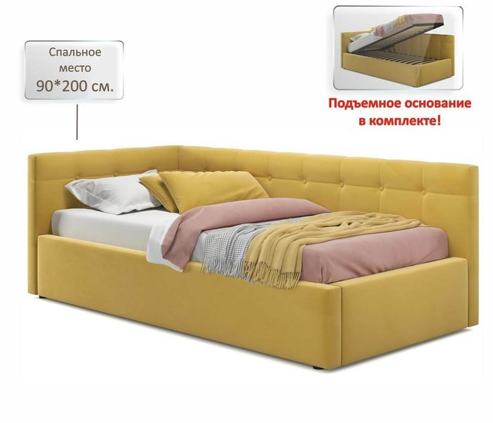 Кровать Bonna 90х200 с подъемным механизмом желтого цвета - лучшие Кровати для спальни в INMYROOM