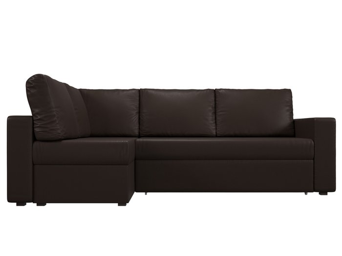 Угловой диван-кровать Оливер коричневого цвета (экокожа) левый угол - купить Угловые диваны по цене 48999.0