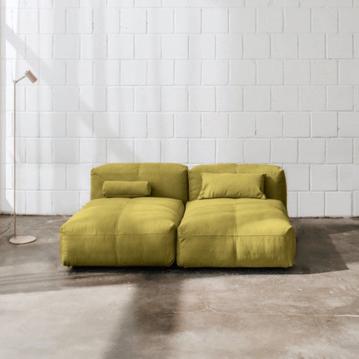 Прямой диван Фиджи горчично-зеленого цвета - лучшие Прямые диваны в INMYROOM