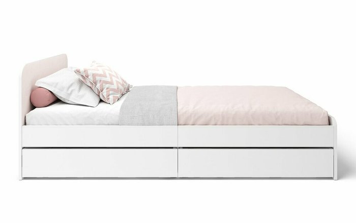 Кровать c ортопедическим основанием и ящиками Хедвиг розового цвета - купить Одноярусные кроватки по цене 15500.0