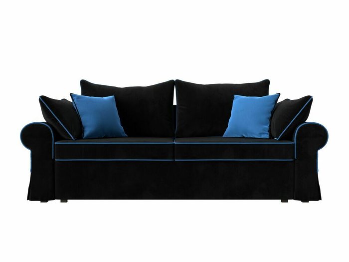 Прямой диван-кровать Элис черного цвета с голубым кантом - купить Прямые диваны по цене 51999.0