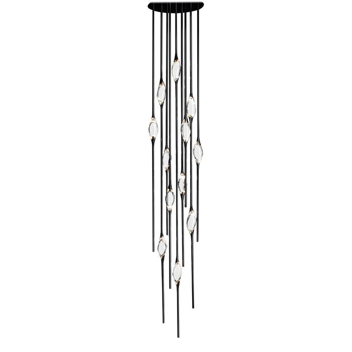 Подвесной светильник Pezzo с подвесами на круглом основании черного цвета