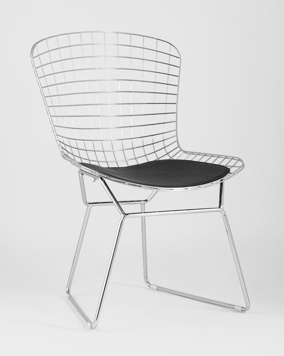 Стул обеденный Bertoia с черной подушкой - купить Обеденные стулья по цене 8990.0