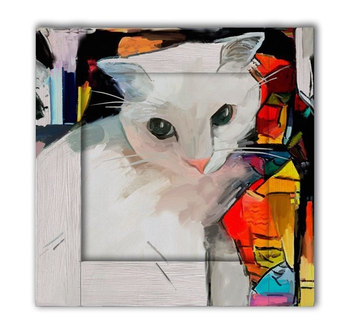 Картина Кошка с Арт рамой 80х80