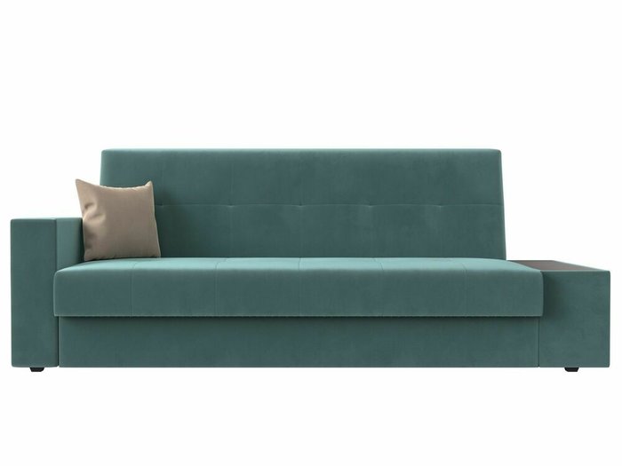 Диван-кровать Лига 020 бирюзового цвета со столиком справа (велюр) - купить Прямые диваны по цене 25999.0