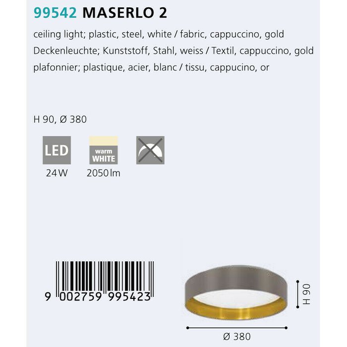 Светильник потолочный Eglo Maserlo 2 99542 - купить Потолочные светильники по цене 10990.0