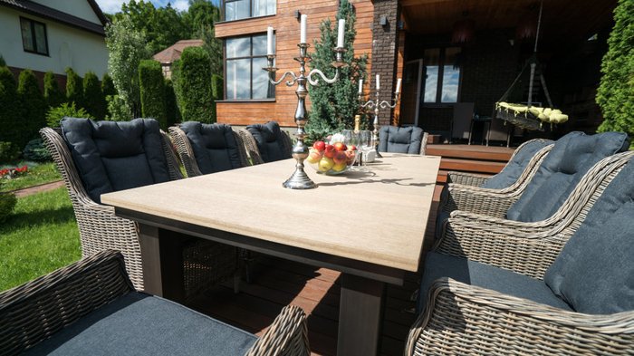 Набор мебели из стола Парклэнд и восьми кресел Бергамо (коричневый) - лучшие Комплекты для сада и дачи в INMYROOM