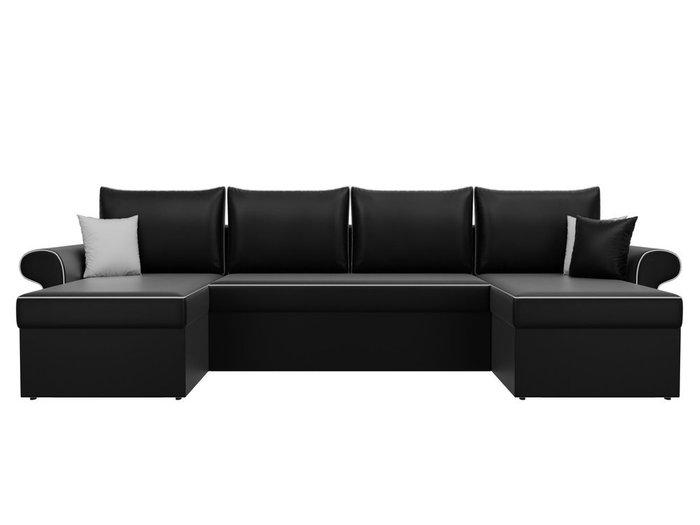 Угловой диван-кровать Милфорд черного цвета (экокожа) - купить Угловые диваны по цене 73990.0