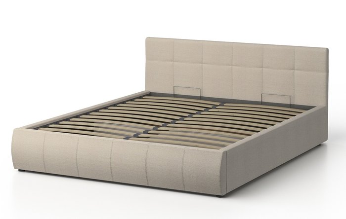 Кровать Венера-1 140х200 бежевого цвета с подъемным механизмом (рогожка) - купить Кровати для спальни по цене 22624.0