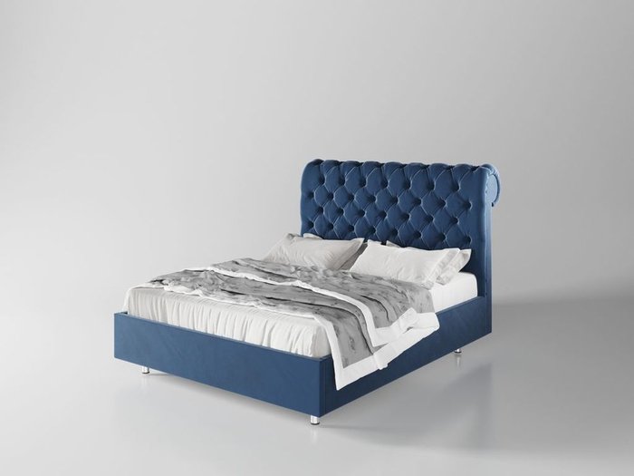 Кровать Версаль 140х200 тёмно-синего цвета  с подъемным механизмом