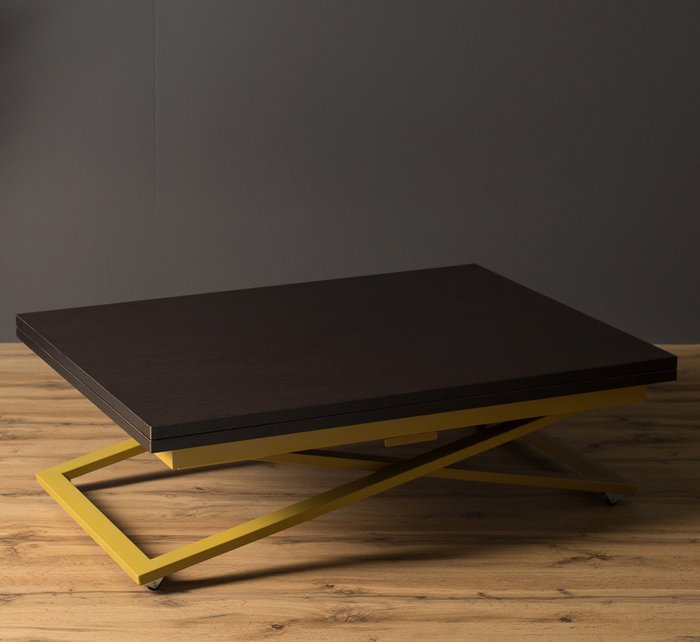 Стол трансформер Compact цвета венге на золотых опорах - купить Обеденные столы по цене 26200.0
