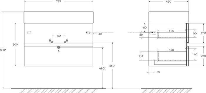 Тумба для комплекта Molveno - купить Тумбы под раковину по цене 56040