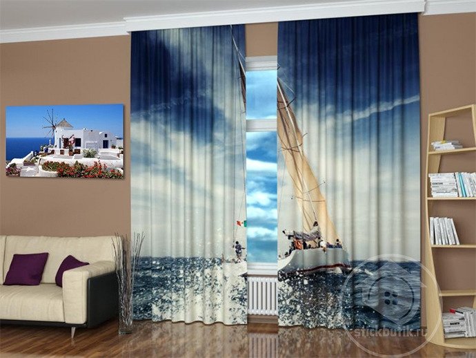 Дизайнерские фотошторы: Под парусом - купить Шторы по цене 3990.0 Дизайнерские фотошторы: Под парусом - купить Шторы по цене 3990.0