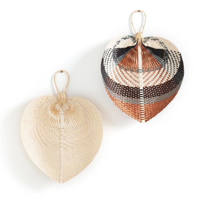 Комплект из двух настенных вееров из бамбука Moya бежевого цвета