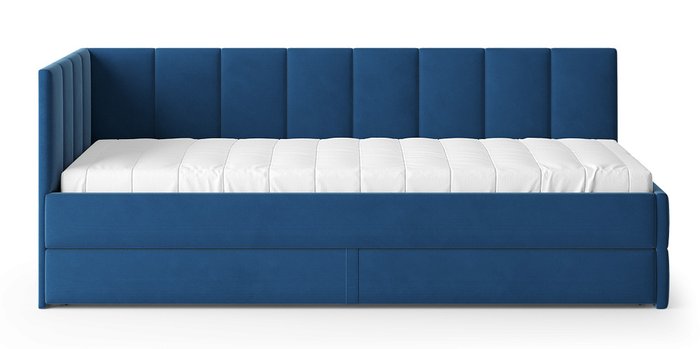 Кровать Астра 90х200 темно-синего цвета без подъемного механизма - купить Кровати для спальни по цене 19999 Кровать Астра 90х200 темно-синего цвета без подъемного механизма - купить Кровати для спальни по цене 19999