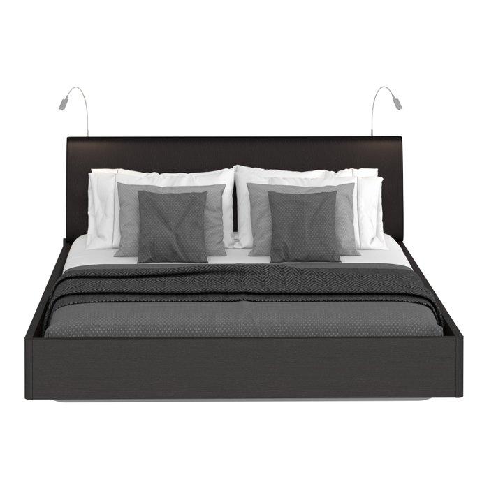 Кровать Элеонора 180х200 черного цвета с двумя светильниками  - купить Кровати для спальни по цене 25040.0