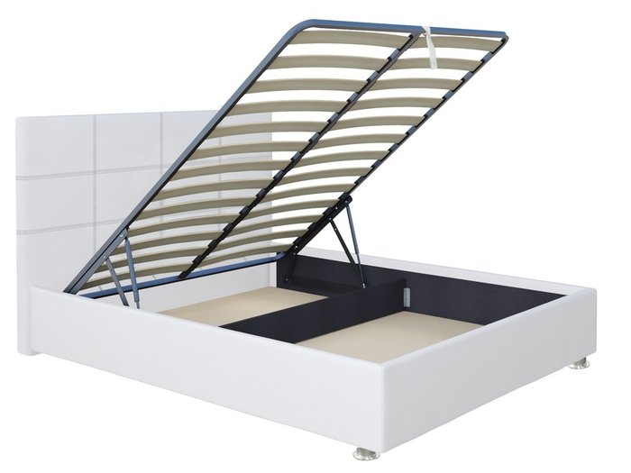 Кровать Ларди 160х200 белого цвета с подъемным механизмом - купить Кровати для спальни по цене 26126.0