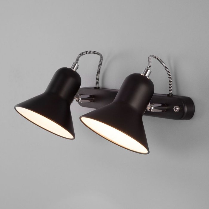 Настенный светильник с поворотными плафонами 20083/2 черный/хром - купить Накладные споты по цене 3615.0