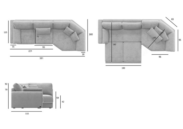 Диван-кровать Island серого цвета с левым шезлонгом - лучшие Прямые диваны в INMYROOM