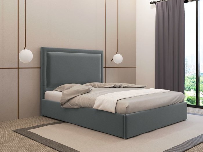Кровать Юнит 160х200 серого цвета с подъемным механизмом