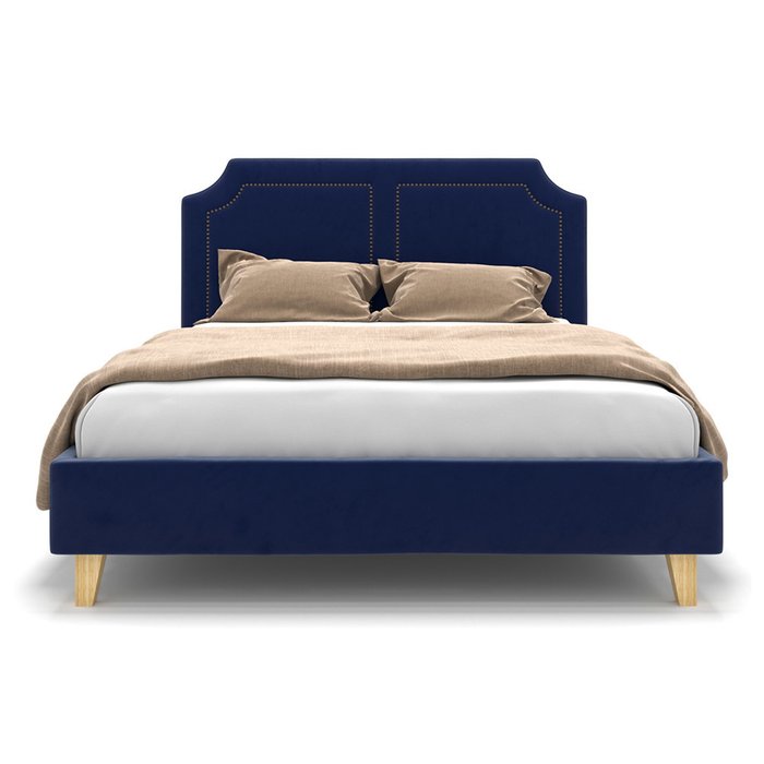 Кровать Kimberly синего цвета на ножках 160х200 - купить Кровати для спальни по цене 63900.0