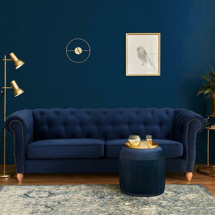 Прямой диван Прадо Премиум синего цвета - купить Прямые диваны по цене 109200.0